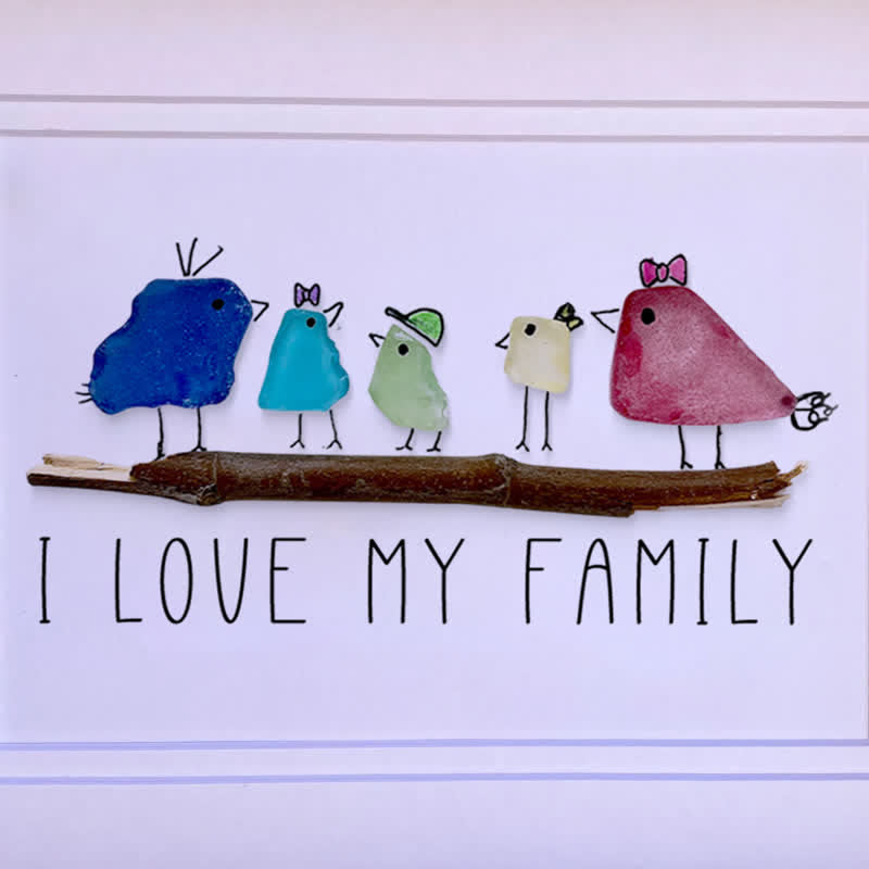 I Love My Family Bird Sea Glass Framed Art - image 9