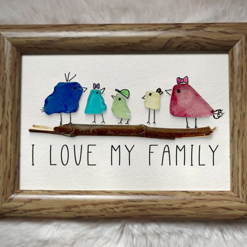 I Love My Family Bird Sea Glass Framed Art - image 6