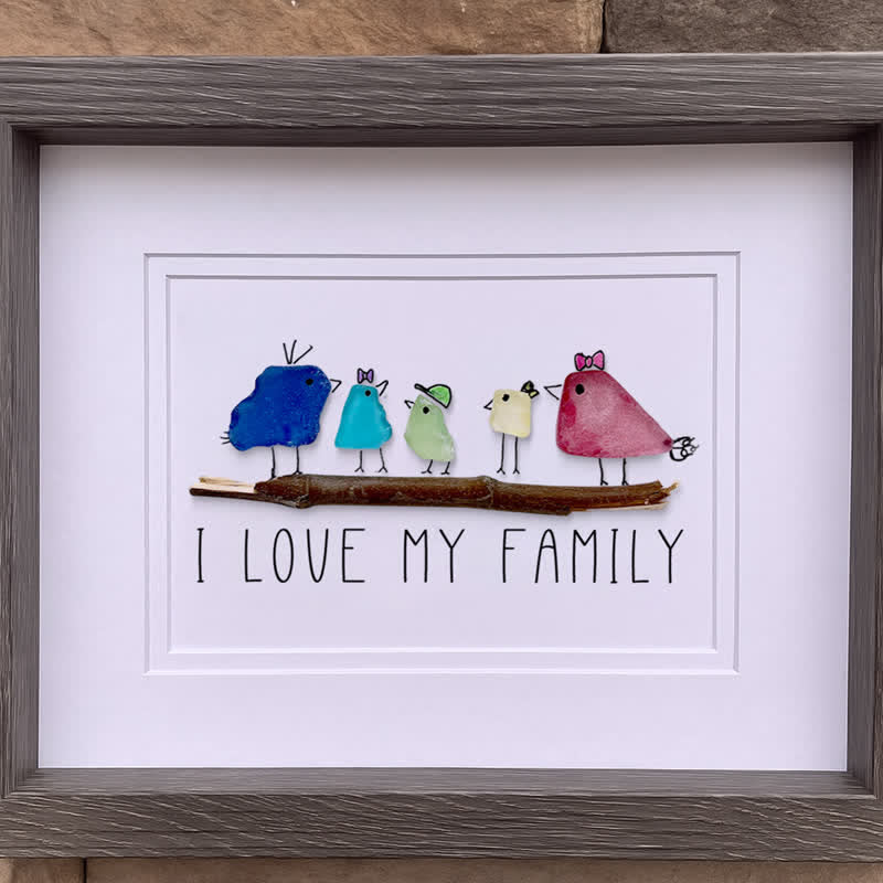 I Love My Family Bird Sea Glass Framed Art - image 7