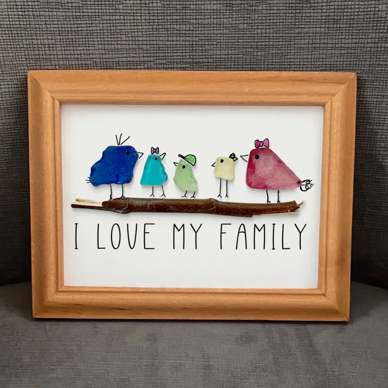 I Love My Family Bird Sea Glass Framed Art - image 8