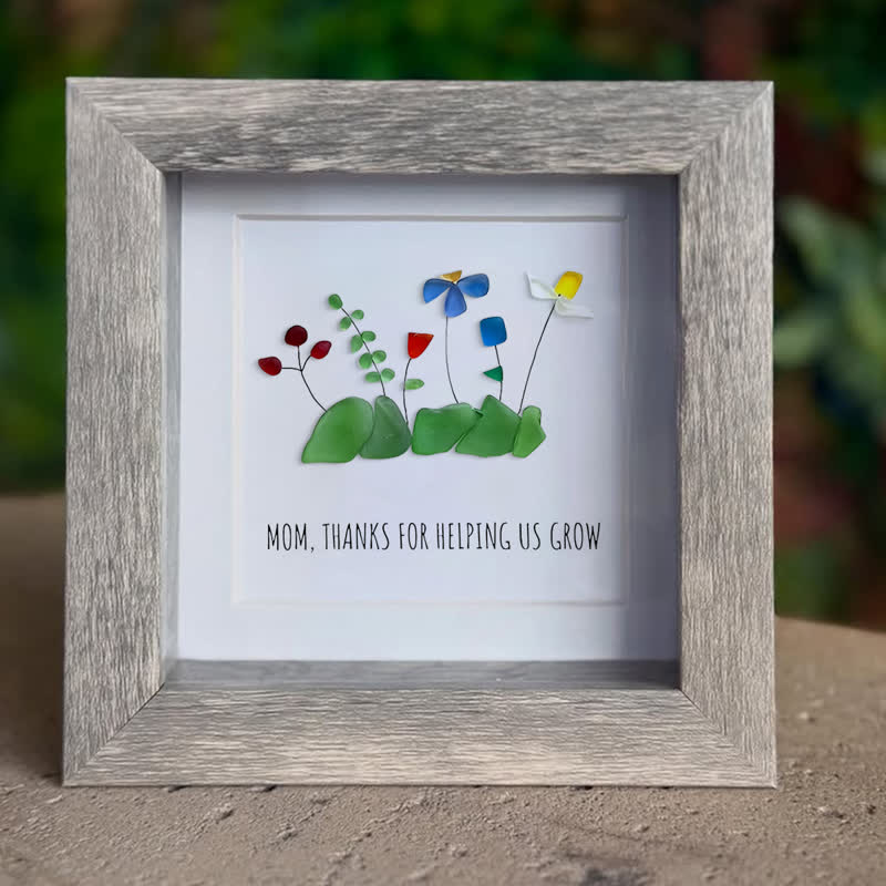 Mom Thanks For Helping Us Grow Sea Glass Framed Art - image 6