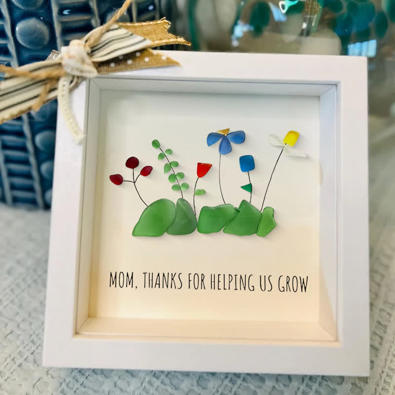 Mom Thanks For Helping Us Grow Sea Glass Framed Art - image 0