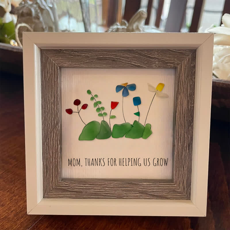 Mom Thanks For Helping Us Grow Sea Glass Framed Art - image 7