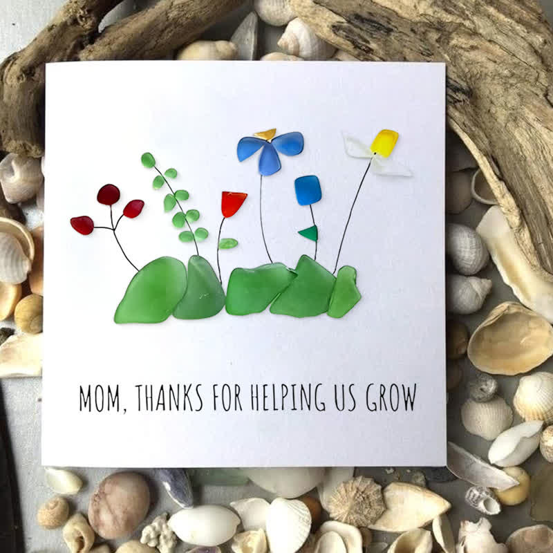 Mom Thanks For Helping Us Grow Sea Glass Framed Art - image 2