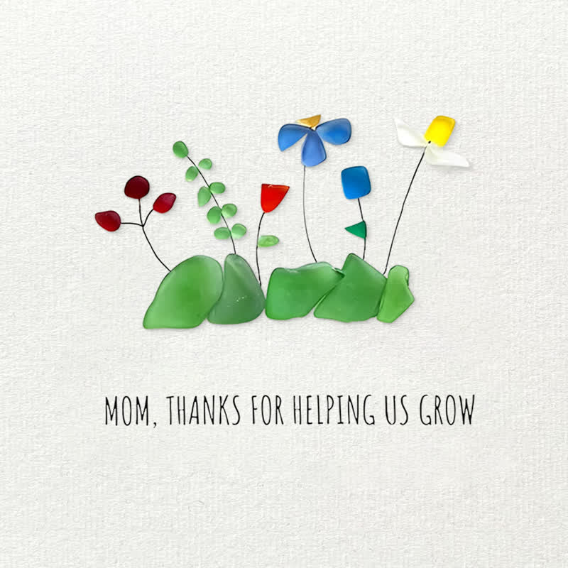 Mom Thanks For Helping Us Grow Sea Glass Framed Art - image 3