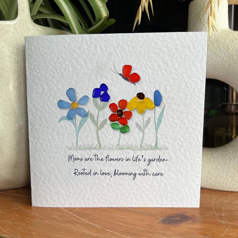 Moms Are Like Garden Sea Glass Framed Art - Seaglass Card - 8" X 8" - image 2