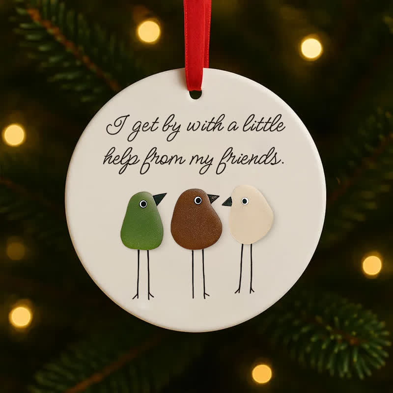 Heartfelt Friendship Birds Sea Glass Hanging Ornament - image 2