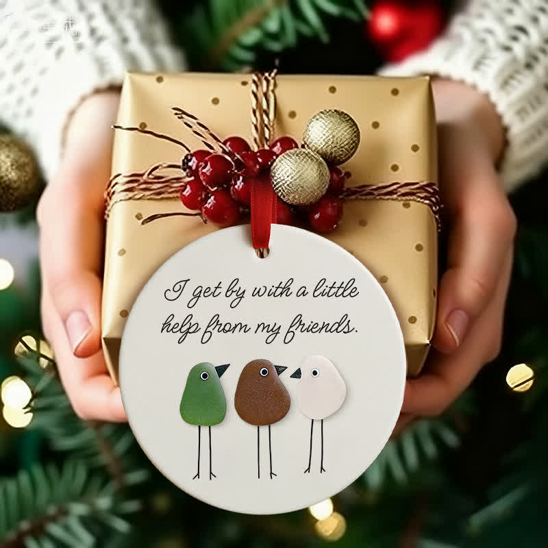 Heartfelt Friendship Birds Sea Glass Hanging Ornament - image 3