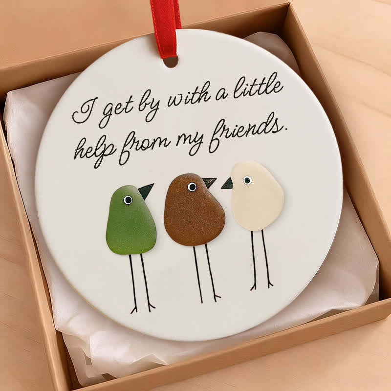 Heartfelt Friendship Birds Sea Glass Hanging Ornament - image 1