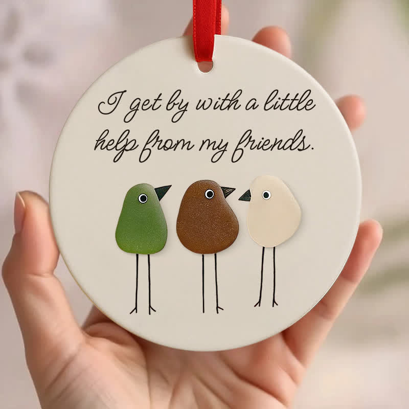 Heartfelt Friendship Birds Sea Glass Hanging Ornament - Buy 5 Get 2 Free(7 Pcs) - 2.87" × 2.87" × 0.12" - image 0