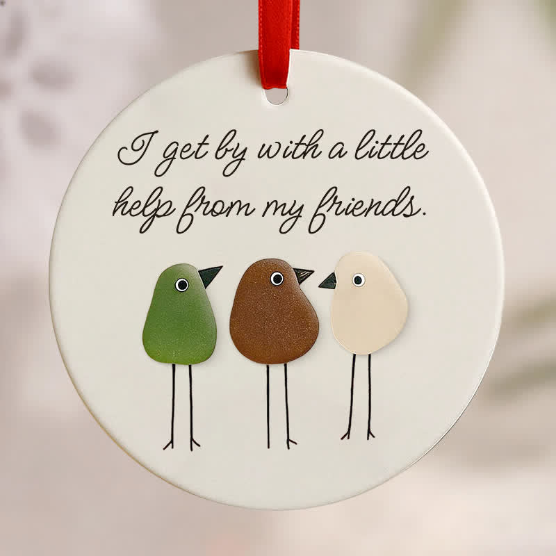 Heartfelt Friendship Birds Sea Glass Hanging Ornament - image 4
