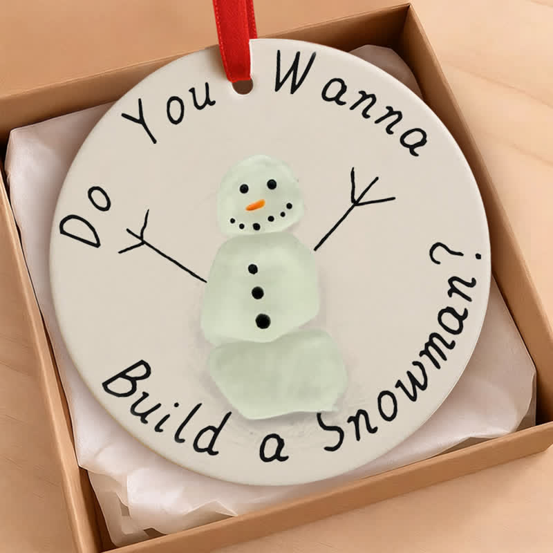 Build A Snowman Winter Sea Glass Hanging Ornament - image 1