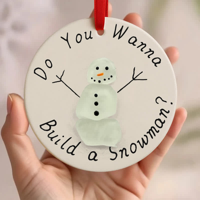 Build A Snowman Winter Sea Glass Hanging Ornament - Buy 5 Get 2 Free(7 Pcs) - 2.87" × 2.87" × 0.12" - image 0