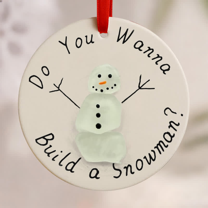 Build A Snowman Winter Sea Glass Hanging Ornament - image 4
