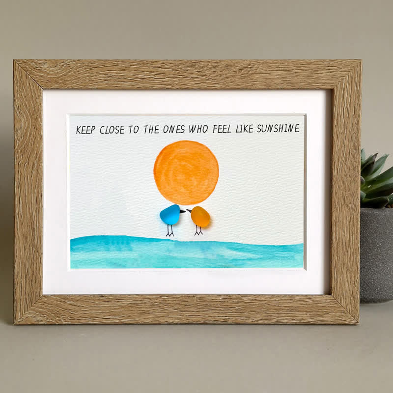 Birds Watching The Sunrise Friendship Sea Glass Framed Art - image 3