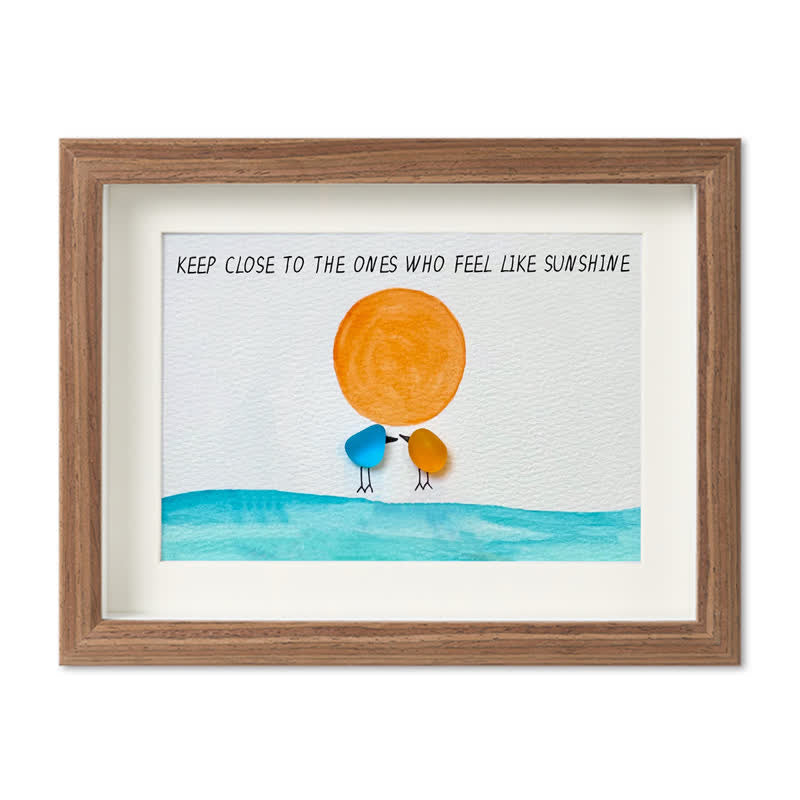 Birds Watching The Sunrise Friendship Sea Glass Framed Art - Walnut Brown - 6" X 8" - image 13