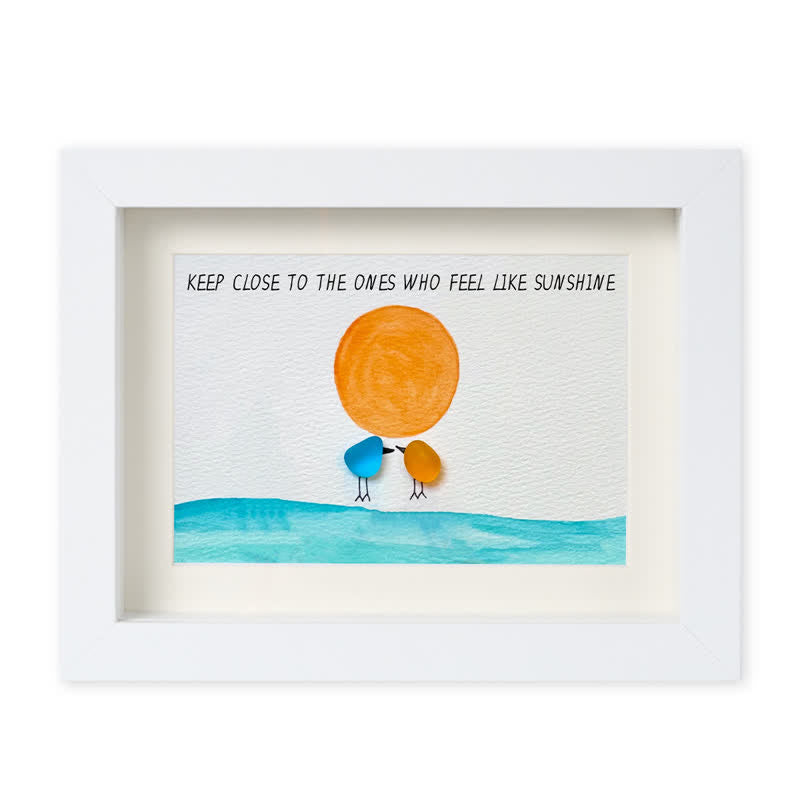 Birds Watching The Sunrise Friendship Sea Glass Framed Art - White - 6" X 8" - image 15