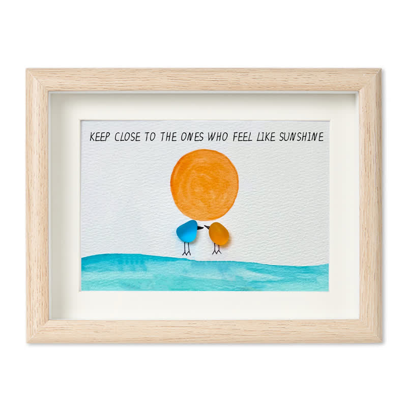 Birds Watching The Sunrise Friendship Sea Glass Framed Art - Oak - 6" X 8" - image 12