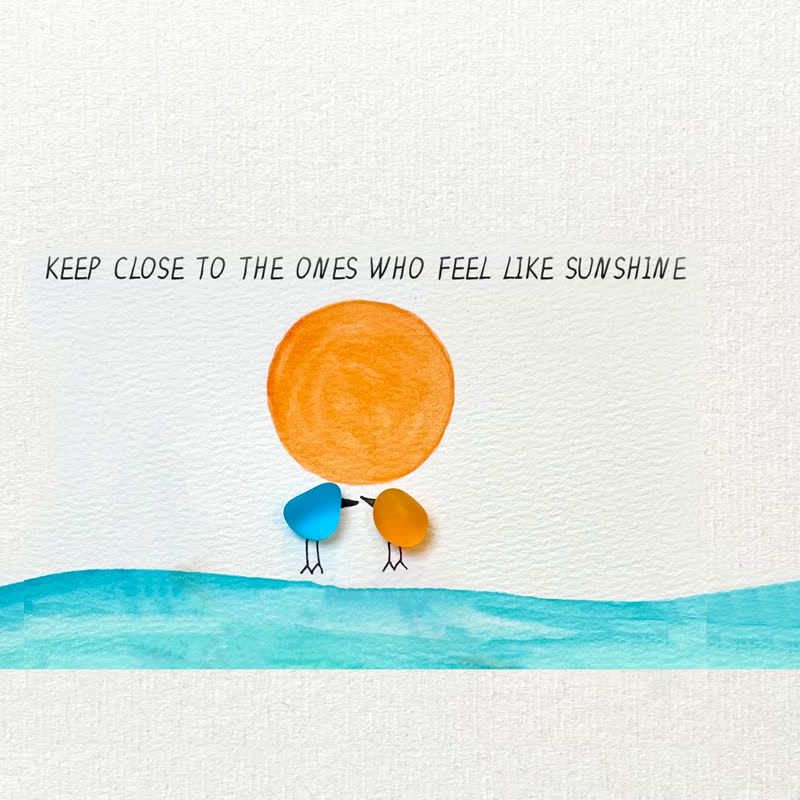 Birds Watching The Sunrise Friendship Sea Glass Framed Art - image 2