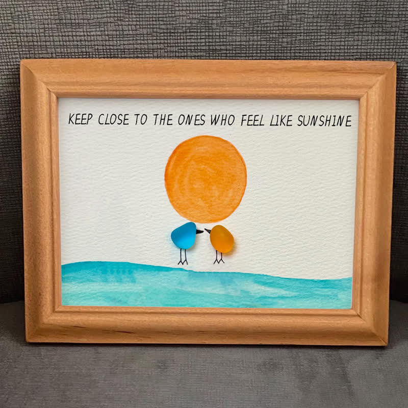 Birds Watching The Sunrise Friendship Sea Glass Framed Art - image 6