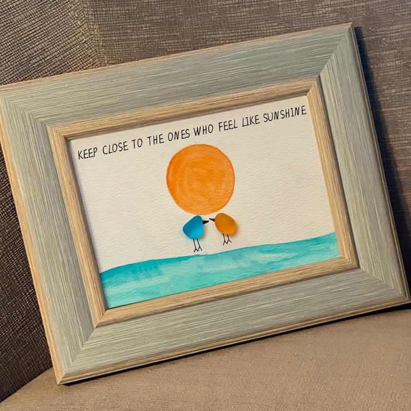 Birds Watching The Sunrise Friendship Sea Glass Framed Art - image 8