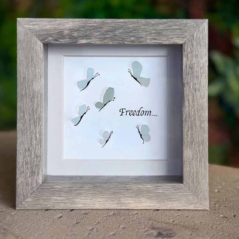 "Freedom..." Butterflies Sea Glass Framed Art - image 5