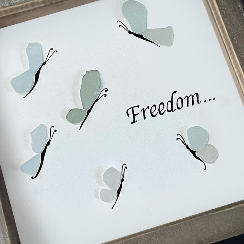 "Freedom..." Butterflies Sea Glass Framed Art - image 3