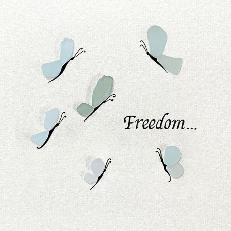 "Freedom..." Butterflies Sea Glass Framed Art - image 2