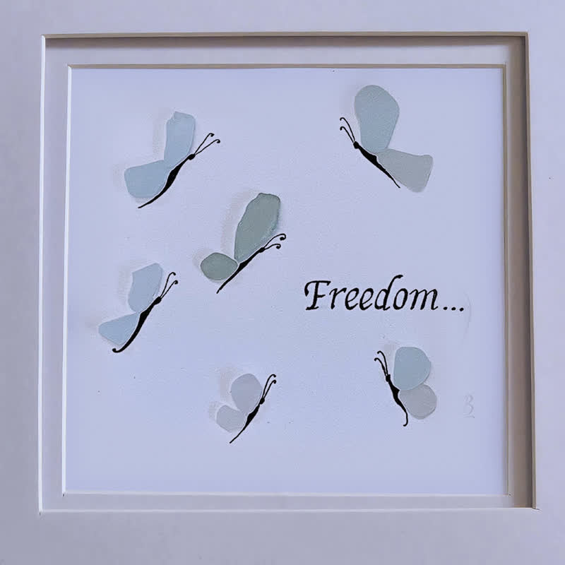 "Freedom..." Butterflies Sea Glass Framed Art - image 8