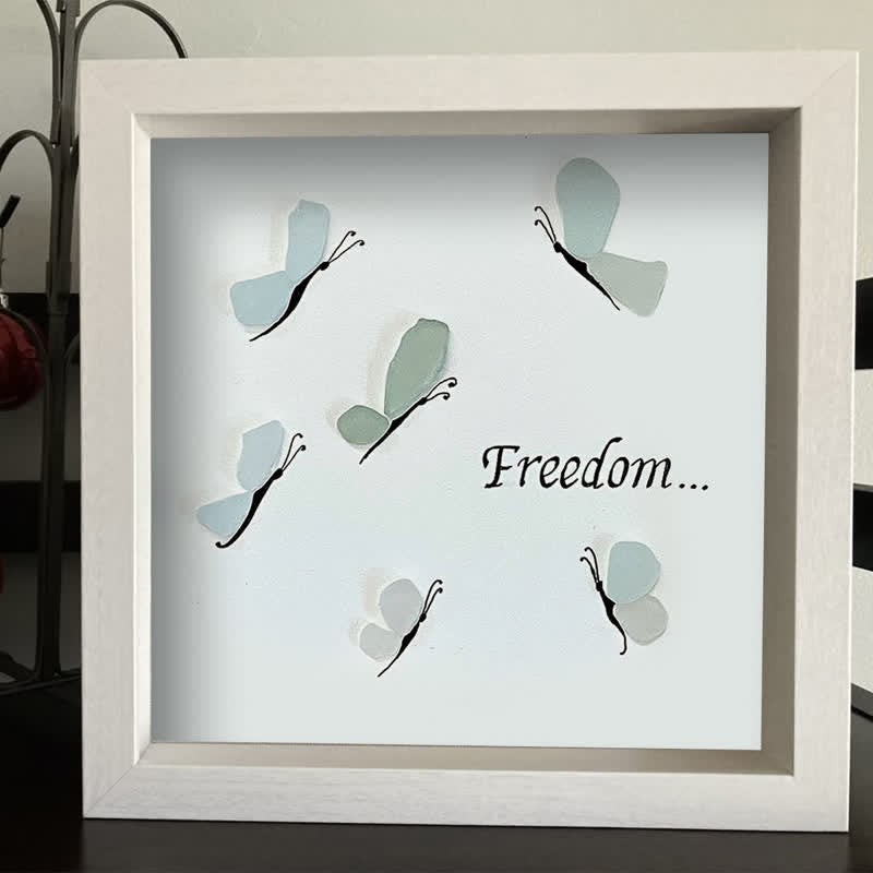 "Freedom..." Butterflies Sea Glass Framed Art - image 4