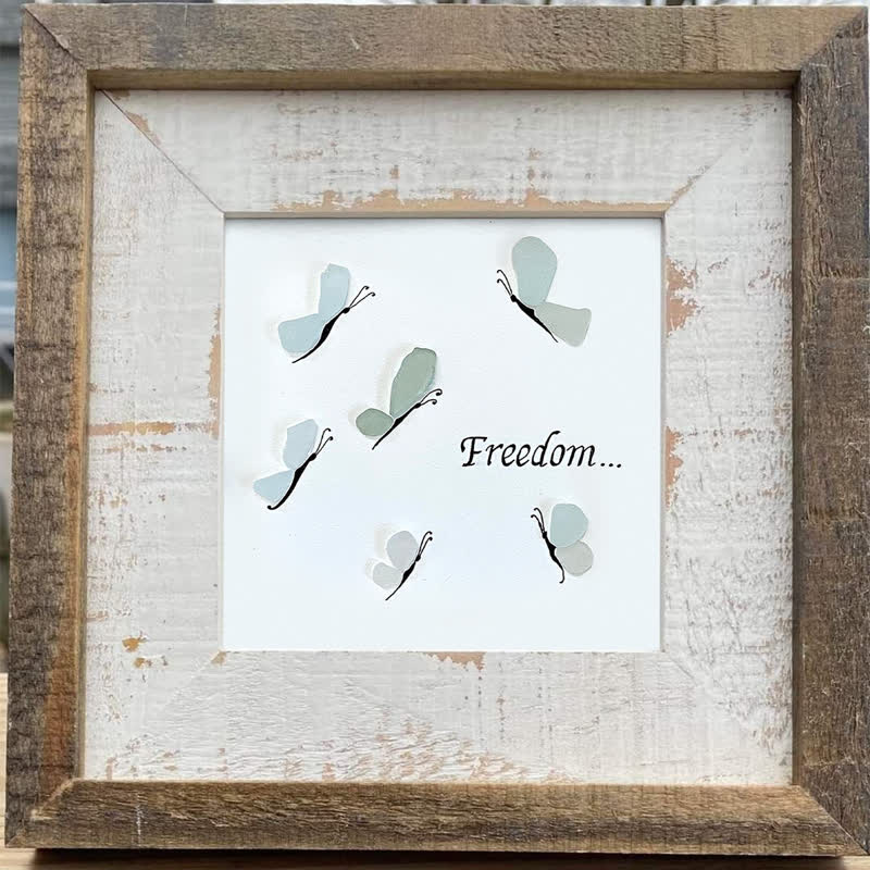 "Freedom..." Butterflies Sea Glass Framed Art - image 7