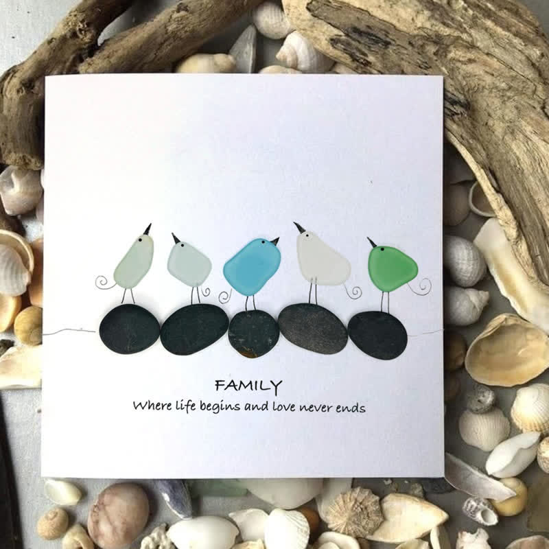 Warm Birds Love Family Sea Glass Framed Art - image 2