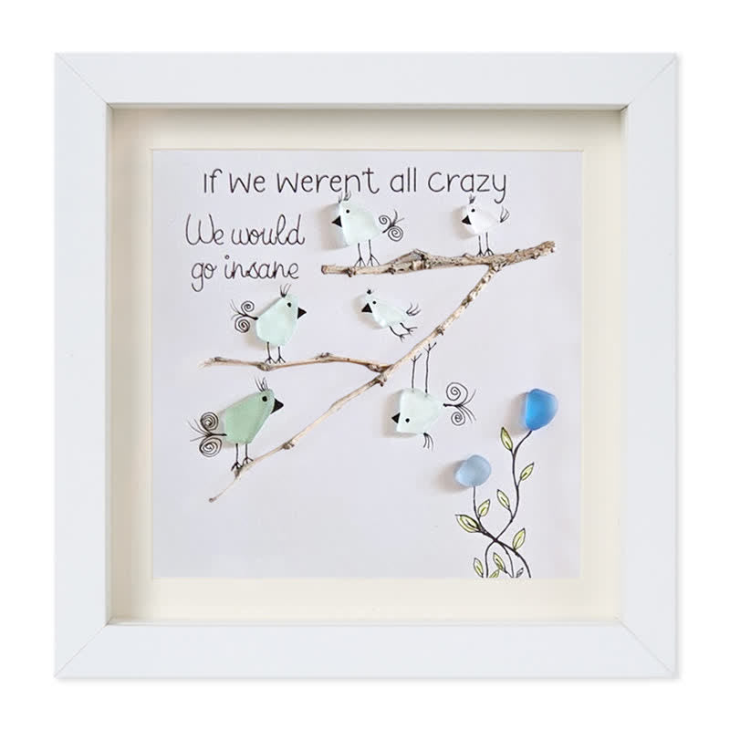 Carefree Vibe Birds Sea Glass Framed Art - White - 8" X 8" - image 10