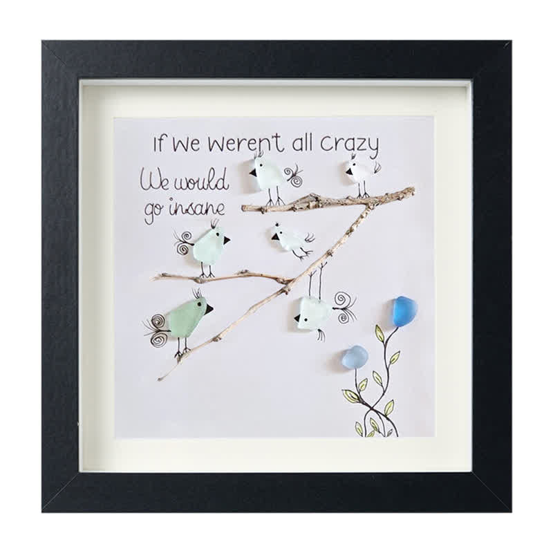 Carefree Vibe Birds Sea Glass Framed Art - Black - 8" X 8" - image 9