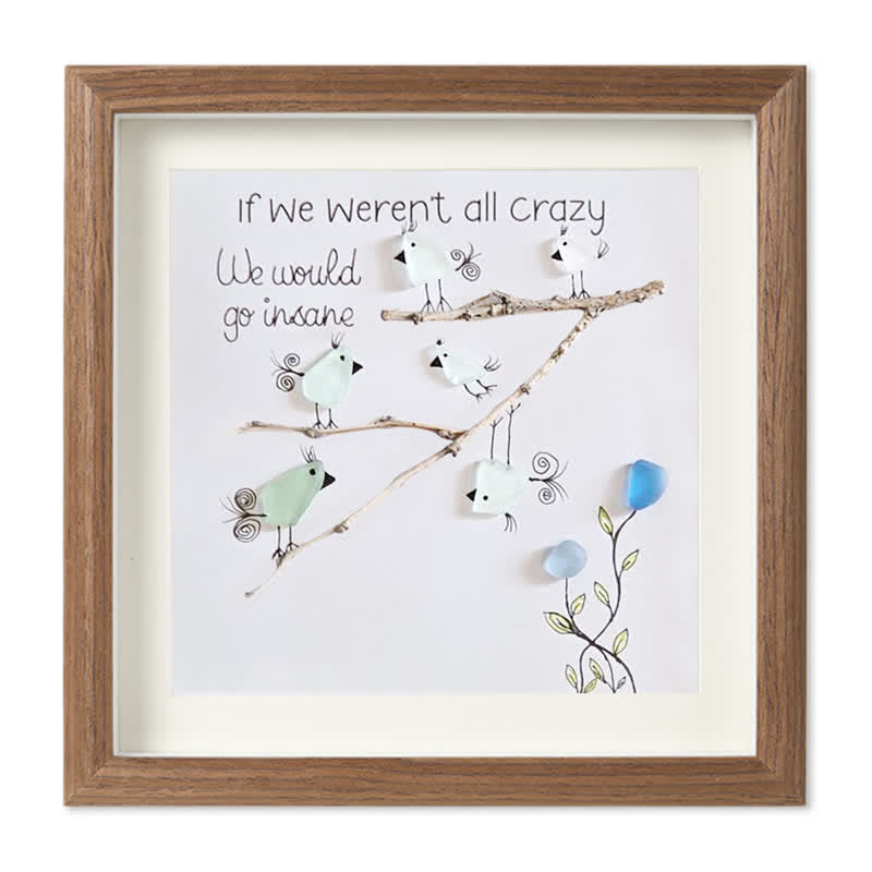 Carefree Vibe Birds Sea Glass Framed Art - Walnut Brown - 8" X 8" - image 8