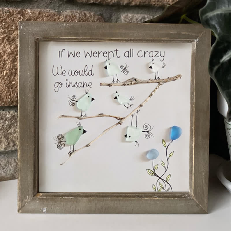 Carefree Vibe Birds Sea Glass Framed Art - image 0
