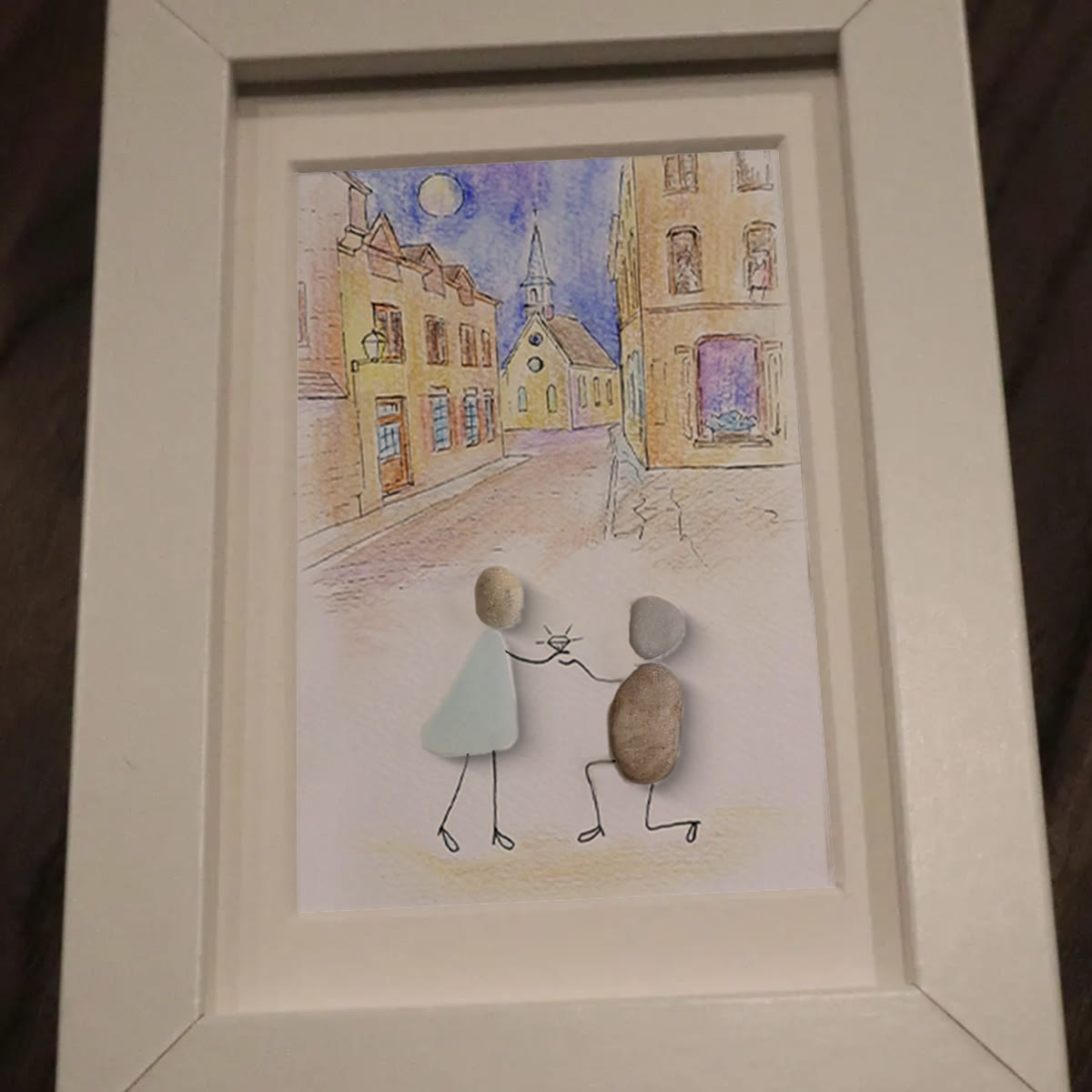 Propose On A Street Engagement Couple Sea Glass Framed Art - image 8