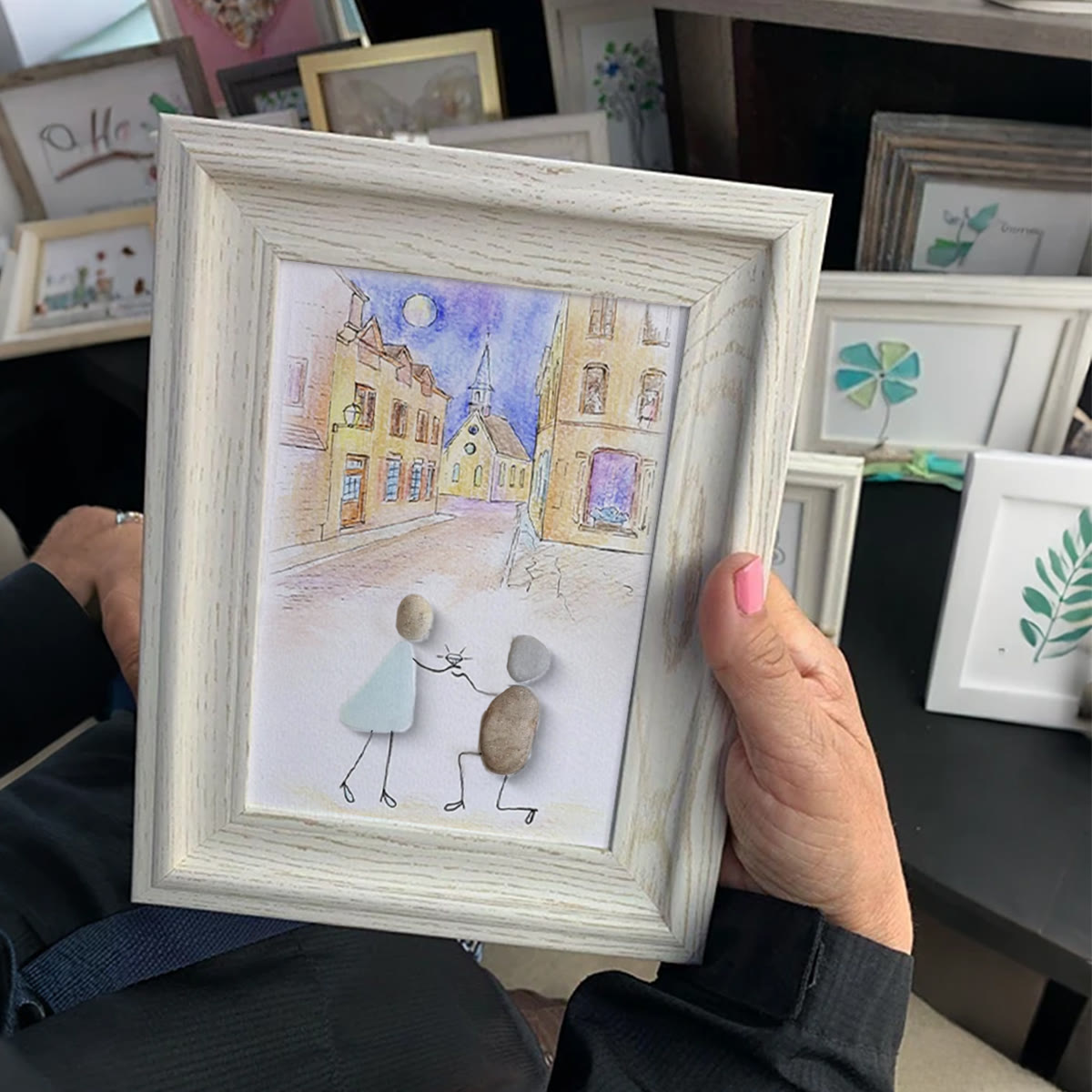 Propose On A Street Engagement Couple Sea Glass Framed Art - image 3
