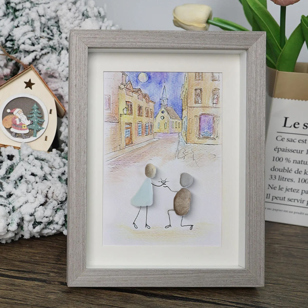 Propose On A Street Engagement Couple Sea Glass Framed Art - image 4