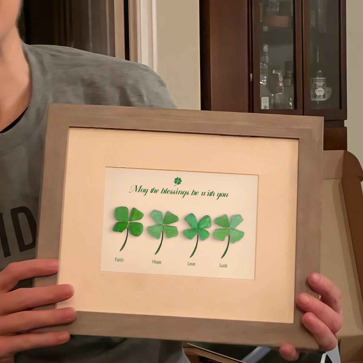 Four Leaf Clover Blessings Sea Glass Framed Art - image 8