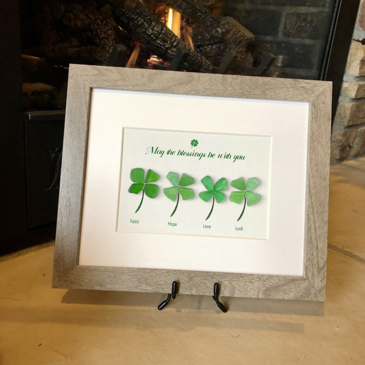 Four Leaf Clover Blessings Sea Glass Framed Art - image 4
