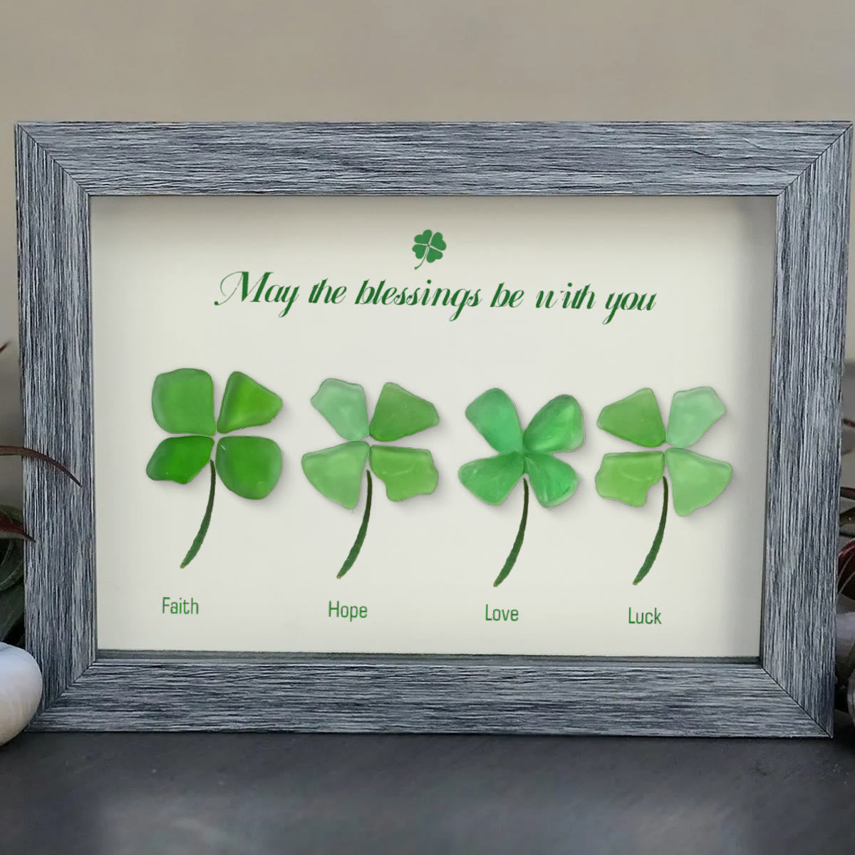 Four Leaf Clover Blessings Sea Glass Framed Art - image 7