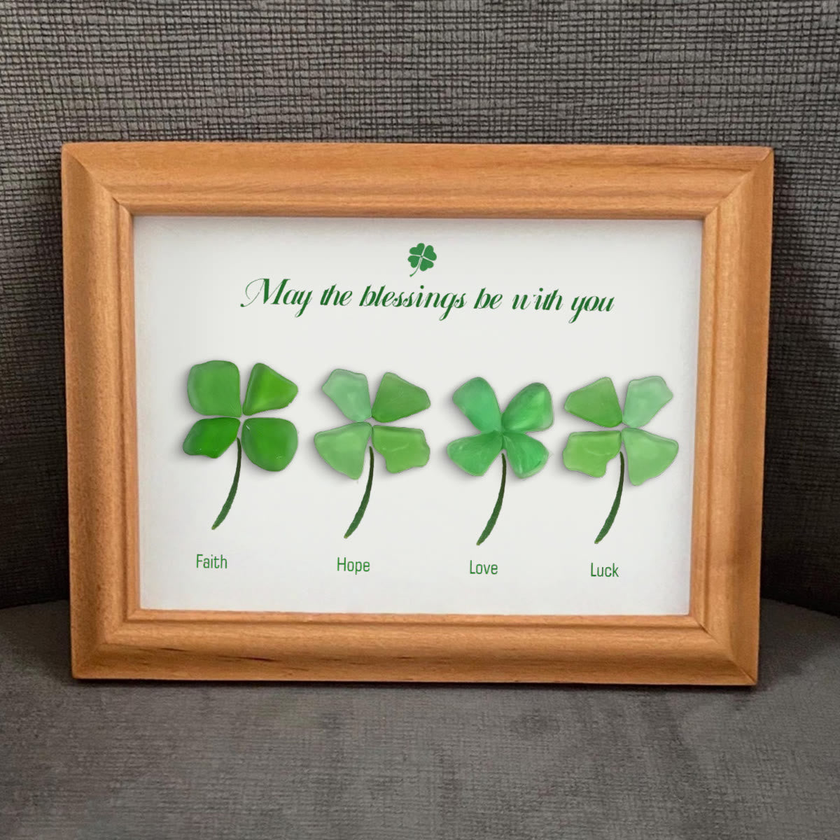 Four Leaf Clover Blessings Sea Glass Framed Art - image 3