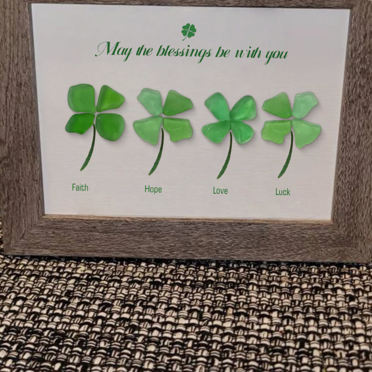 Four Leaf Clover Blessings Sea Glass Framed Art - image 10