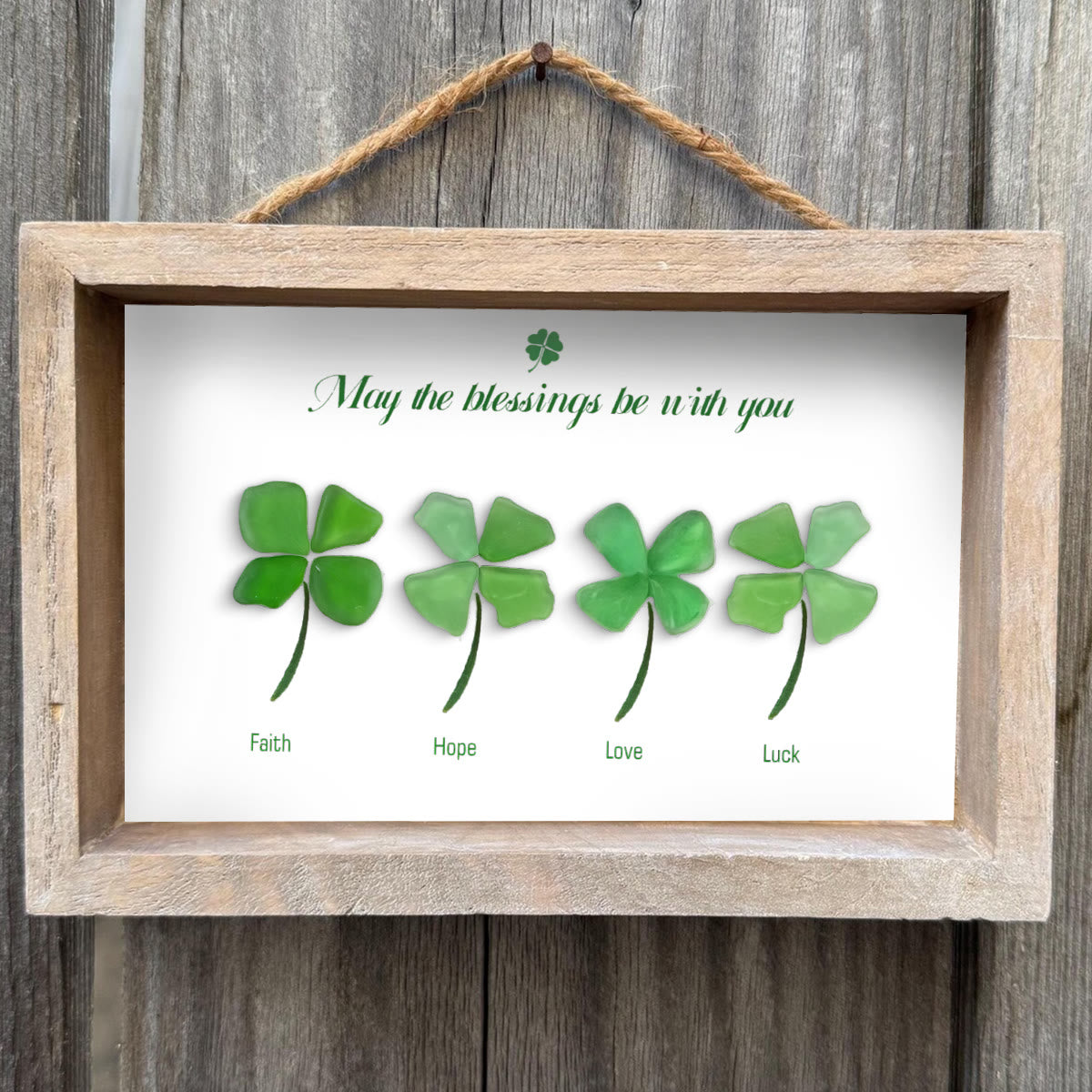 Four Leaf Clover Blessings Sea Glass Framed Art - image 5