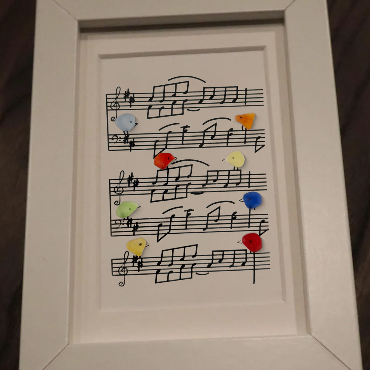 Eight Colorful Songbirds Singing Sea Glass Framed Art - image 8