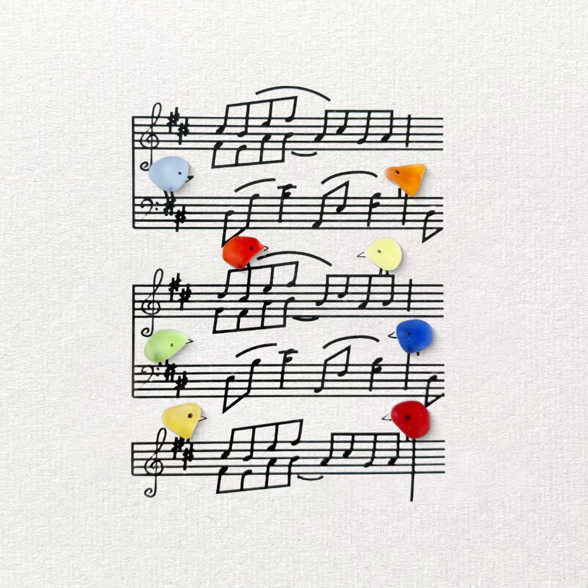 Eight Colorful Songbirds Singing Sea Glass Framed Art - image 9