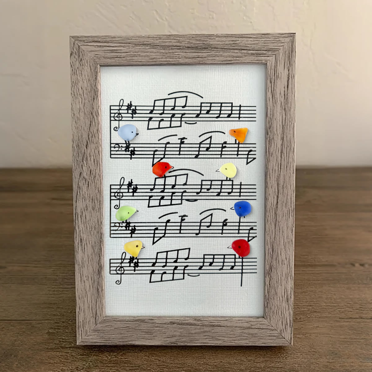 Eight Colorful Songbirds Singing Sea Glass Framed Art - image 6