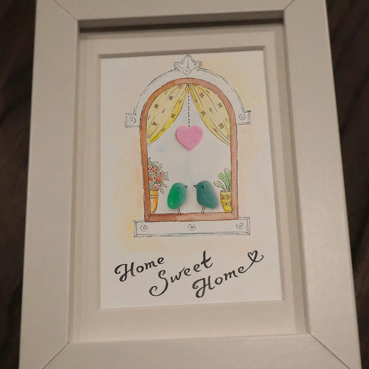Home Sweet Home Housewarming Bird Sea Glass Framed Art - image 8