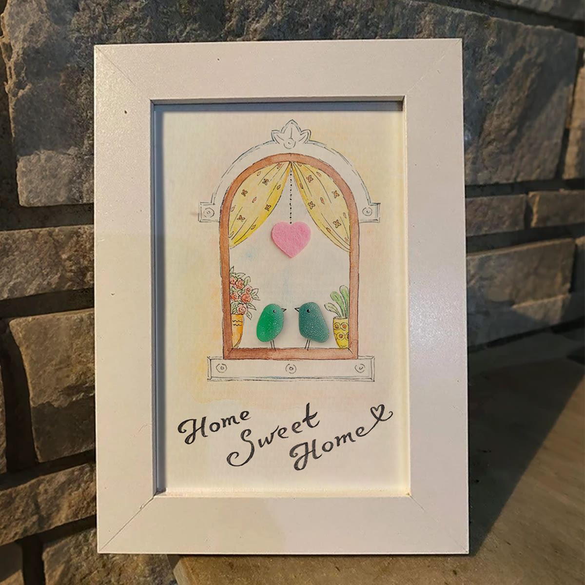 Home Sweet Home Housewarming Bird Sea Glass Framed Art - image 7